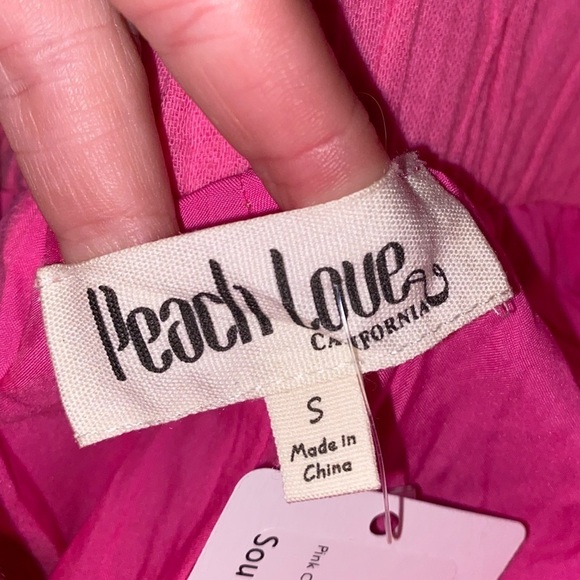 NWT PEACH LOVE RAINA RHINESTONE PINK GAUZE SHORTS WITH “PAPERBAG” ELASTIC WAIST - Picture 5 of 9